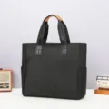 Klassische schwarze Business-Tote-Bag für Herren und Damen, geräumige Pendler-Tasche - 9 / Schwarz