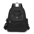 Classic black multi-pocket backpack with herringbone texture for travel or school - 9 / Black