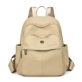 Minimalist khaki textured multi-pocket backpack for travel, school, and daily use - 9 / Beige