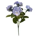 A detailed view of artificial blue geranium silk flower bunch used for home garden decor - Purple
