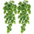 Artificial hanging monstera vine plant green leaves fake foliage indoor wall ceiling decor - Green