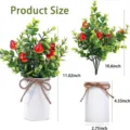 Detailed dimensions for artificial strawberry plant in white pot with twine decoration - Strawberry Style / Strawberry Potted Plant