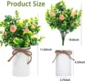 Detailed size specifications for artificial potted plant with fruits and white pot - Honey Peach Style / Pink Peach