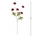 Artificial chrysanthemum ball flower spray with five deep red heads, 52cm height detail - Coffee