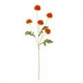 Detalle de rama de crisantemo pompon naranja artificial con cinco cabezas - Naranja