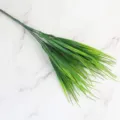 Detail view of 7-prong artificial green water grass bundle for decoration - 7 Fork Water Grass / Green