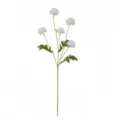 Detail view of an artificial white onion ball dandelion flower branch for wedding decor. - White