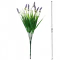 Detailed view of artificial lavender bouquet, purple flower spikes and green stems, 38cm. - Purple