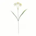 Artificial daffodil flower stem detail shot, showing white petals and green leaves clearly. - Single Piece Two-Tone