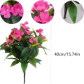Detailed view of artificial pink impatiens showing 40cm height and petal texture. - Rose Red