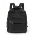 Vintage style black washed denim small backpack for women with front zipper pocket detail - 5 / Black (0216)