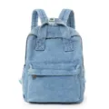 Washed denim small backpack in light blue for women with retro schoolbag design - 5 / Light Blue (0216)