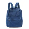 Vintage washed blue denim small backpack for women, perfect for casual travel and school. - 5 / Dark Blue (0216)