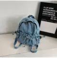 Sac à dos en jean bleu stylé pour femme, élégant cartable décontracté pour voyage quotidien - Bleu clair