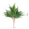 Artificial Boston fern plant plastic fern leaf detail view showing 50cm height and 35cm width. - Large / Green