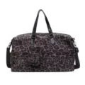 Borsa da viaggio grigia con stampa leopardata e tracolla con borsetta per uso quotidiano. - Blu