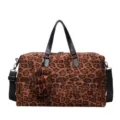 Borsa da viaggio da donna con stampa leopardata, borsa a tracolla tote fitness casual. - Marrone