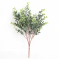 Realistic artificial eucalyptus bunch with green money leaves for home decor - 7 Forks (Large) / Large Double Green With Pink