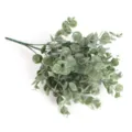 Artificial eucalyptus branch with frosted leaves, fake green plant for home floral decor. - Small Size Dark Green