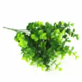Artificial eucalyptus money leaf plant, 7 forks 42 leaves fake green plant detail. - 7-Prong 42-Leaf Eucalyptus in Green