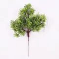 Detailed view of 35cm artificial pine branch with green foliage and brown stem - 大崖柏 / Green