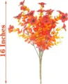 Detail view showing the 16-inch height of the vibrant artificial eucalyptus flower stem - Autumn Red