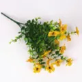 Detailed view of artificial yellow bouquet with green eucalyptus leaves for decor - Yellow