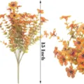 Natuurgetrouwe kunstmatige herfstvaren van 15 inch met levendige oranje Perzische grasbloemen - Herfst Bruine Eucalyptus Viooltje