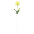 Detailed view of single stem yellow artificial ping pong chrysanthemum for wedding decor - Yellow