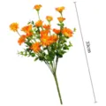 Artificial orange daisy flower bouquet 7 forks fake plants for home living room decor 33cm - Sunset Red