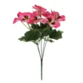 Artificial pansy flower bouquet detail showing vibrant pink petals and green leaves. - Pink