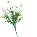 Artificial daisy 7-prong bouquet fake flowers for home living room decor variant style - White