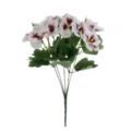 Artificial pansy flower bouquet for home and outdoor decor, fake plastic floral arrangement. - White