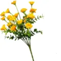 Artificial yellow daisy bouquet, 7-fork silk flower for home and living room decor. - Yellow