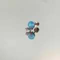 Dreamy blue planet stud earring with sparkling star stones on a reflective mirror - 1 Piece (9mm*5mm)