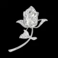 Macro detail of elegant silver-colored rose brooch with sparkling clear crystals - Silver