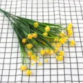 Yellow 7-fork artificial small peony flowers with green stems for home office decoration - Yellow