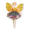 Detailed macro view of an elegant ballet angel brooch with multi-colored crystals - Yellow Wings