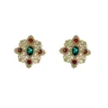 Elegantes pendientes de estilo barroco vintage dorados con piedras esmeralda y rojas - Perno (Aguja de plata)