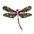 Detailed view of colorful dragonfly brooch showing intricate rhinestones and enamel craft - Dragonfly Style A (xz4783A)