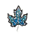 Elegante broche de hoja de arce hueca con cristalli azules para trajes de mujer - Azul