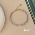 Elegant 4mm purple pearl bracelet with adjustable gold-tone clasp for women - Bracelet / 4mm / Purple