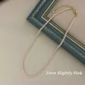 Elegant 3mm slightly pink pearl necklace variant featuring an adjustable gold clasp - Necklace / 3mm / Pale Pink