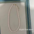 Elegant 6mm light pink pearl necklace with minimalist gold clasp for sophisticated layering - Necklace / 6mm / Pale Pink