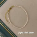 Elegant 4mm pale pink round pearl bracelet featuring a gold adjustable extender chain - Bracelet / 4mm / Pale Pink