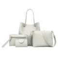 4-delige set lichtgrijze damestassen met tote, crossbodytas, etui en portemonnee - Handtassen Collectie / Lichtgrijs