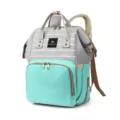 Large capacity striped diaper bag backpack in mint green and gray for travel - 32-inch / Light Green