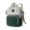 Stylish large capacity striped grey and dark green diaper bag backpack for travel - 32-inch / Dark Green