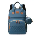Blue thermal diaper backpack with foldable baby bed and matching pouch - Green