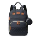 Large capacity navy blue oxford diaper backpack featuring a matching round detachable pouch - Sapphire Blue